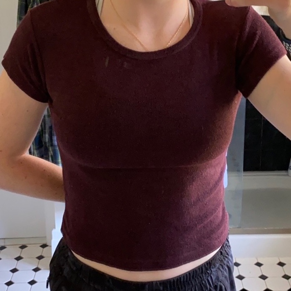 Brandy Melville Dark Purple/Maroon Cropped Shirt